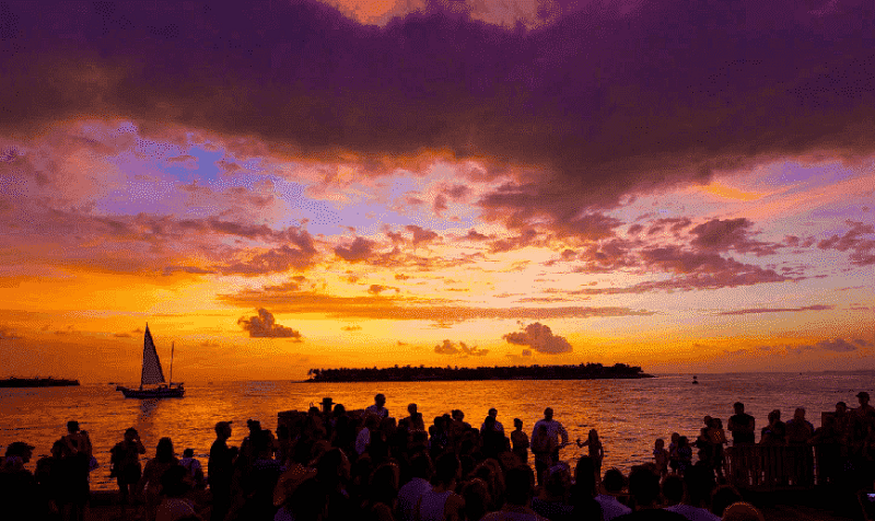 Pôr do sol na Mallory Square em Key West